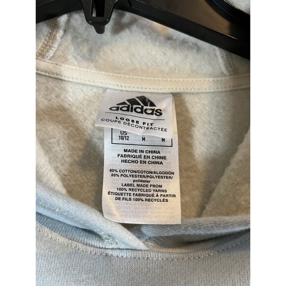 Adidas Juniors Lt Blue Hoodie 10/12 Medium Pullover - Picture 2 of 6